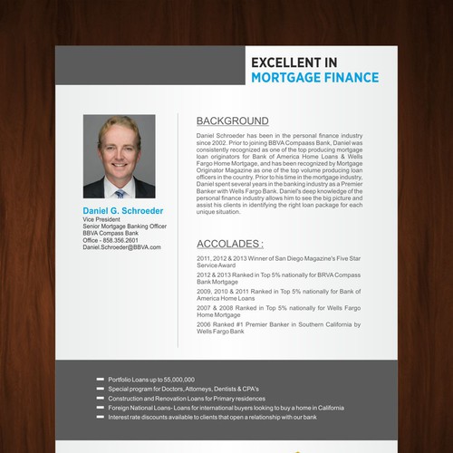 Top Loan officer needs an improved bio to attract new clients