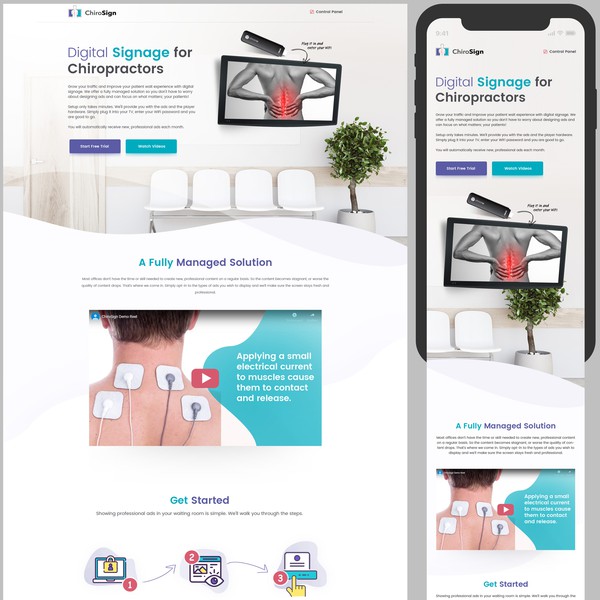 Home Page for Chiropractor Digital Signage Company