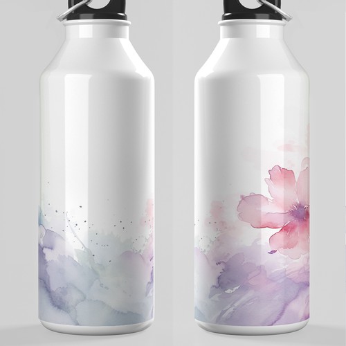 Watercolor design for bottle and mug Design réalisé par mariby ✅