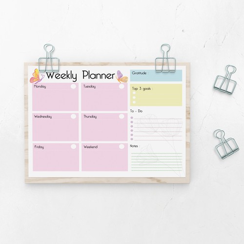 Design Design a weekly planner template with graphical elements. di K.N.B.N Designs