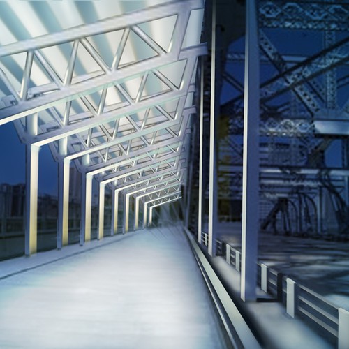 Illustrate solar carport on bridge Diseño de Diana Anghel