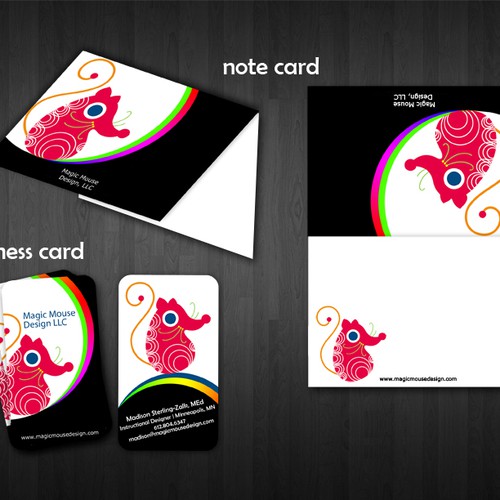 Fun! Funky! Fresh! Creative business card + coordinating note card Design by rmlamb