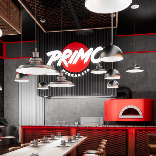 Interior Render - restaurant - Japanese inspired PIZZERIA Design by Muzaena