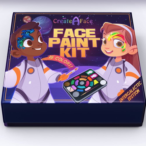 Minimalistic Thematic Box design for a face painting products brand Design by MoonMouse