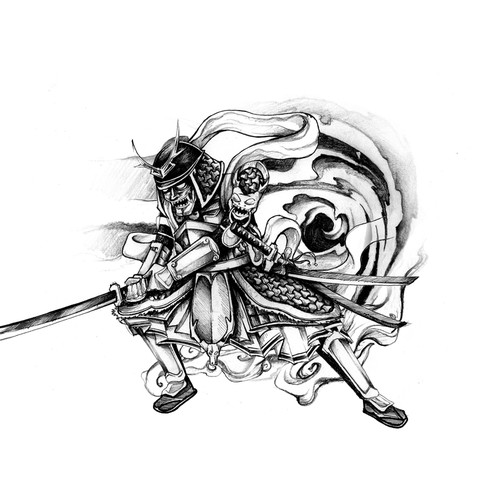 asiatisches S/W-Tattoo /  black&white tattoo asian style Design by simbe