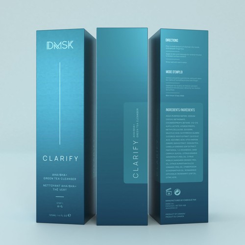 Luxury, high-end product box design for facial cleanser. Design by DG[Graphix]