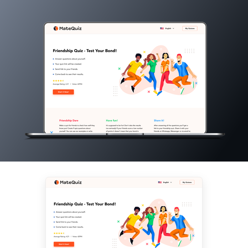 Redesign of a very popular quiz site (MateQuiz.com) Diseño de NeaDesigns