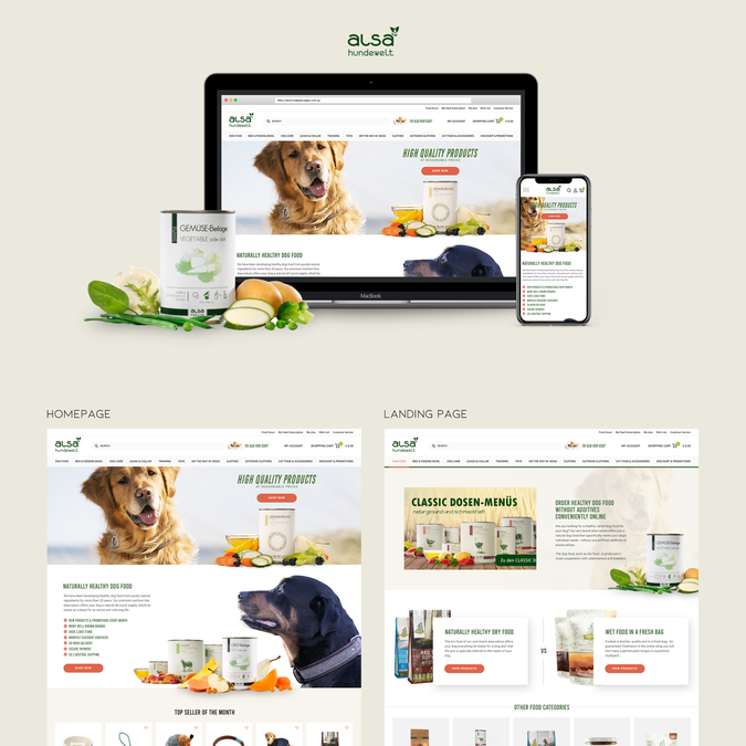 Redesign for a high quality dog food online shop design