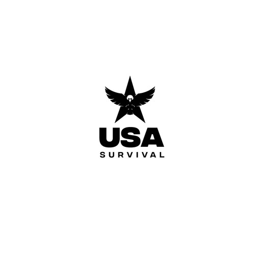 Please create a powerful logo showcasing American patriot virtues and citizen survival Design by UB design