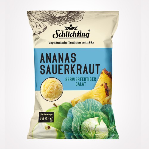 Diseño de Stayin alife - Refresh an old fashion package for Salad with Sauerkraut, Pineapple and Apple de Jena-288