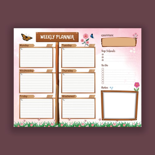 Design a weekly planner template with graphical elements. Design by korban