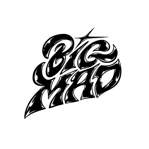 Custom typography logo for Melbourne hardcore band BIG MAD Design by Ace.of.Spikes_Studio