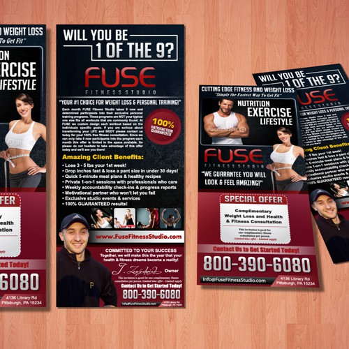 Sleek Postcard for FUSE Fitness Studio Design por Joe Elvis
