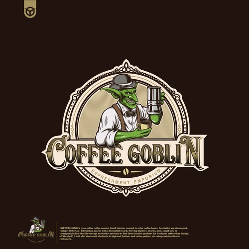 Diseño de Coffee Goblin! Design a vintage coffee logo with steampunk style for coffee bag label/website/merch de immortal93