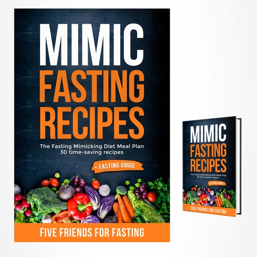 Design a fancy cover+basic layout for an e-book-based recipe book for the new fasting technique FMD Ontwerp door iDea Signs