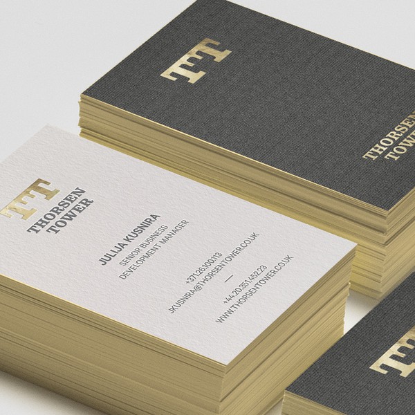 Business cards + golden foil