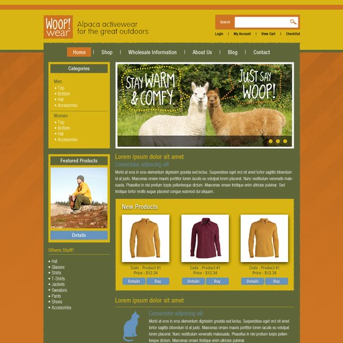 Website Design for Ecommerce Business - Alpaca based clothing company. Design por odhed™