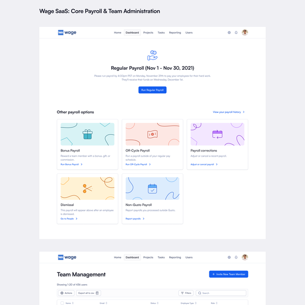 Wage SaaS: Core Payroll & Team Administration