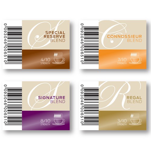 Design an espresso coffee box package. Modern, international, exclusive. Design by Sonia Maggi