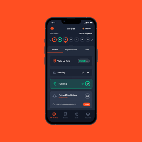 Main Screen for the #1 Self Improvement App int he World Design by Zach_E