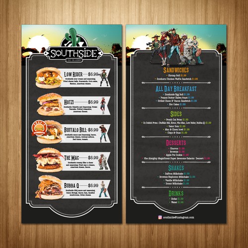 Southside 2 page Menu design Design by ChinYii