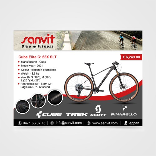 Cool, modern layout for the biggest bike shop in North Italy. Design by Bu'kan Creative