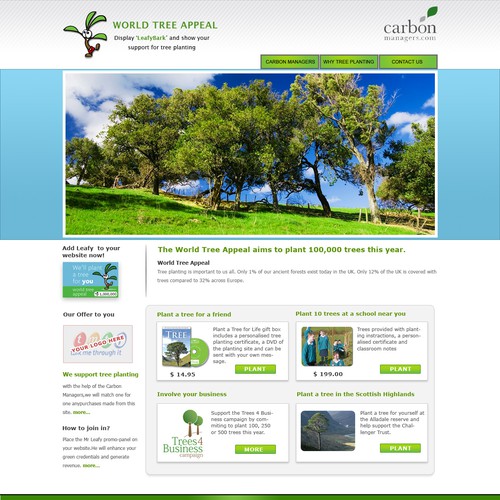 Web page for the  "World Tree Appeal" Design von Sunrisedesigns