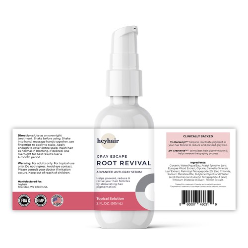 Hair Care Serum Label - Anti Gray Hair Serum Design by MMX