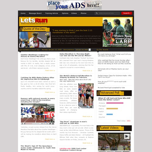 LetsRun.com Homepage Re-Design/Cleanup Diseño de cyrixian
