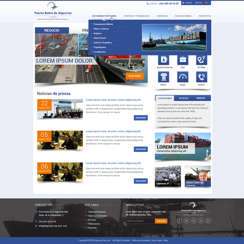 New website design for an important seaport Diseño de Pinku