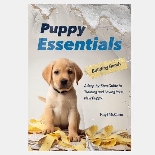 Cute puppy behaving badly for book cover Design by Studio MH