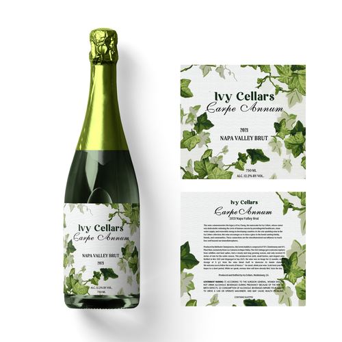 Ivy Cellars sparkling wine label Design by halesen