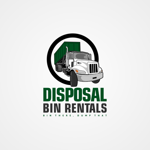 Cartoon-Style Truck Logo Design For Roll off Disposal Bin Rental ...