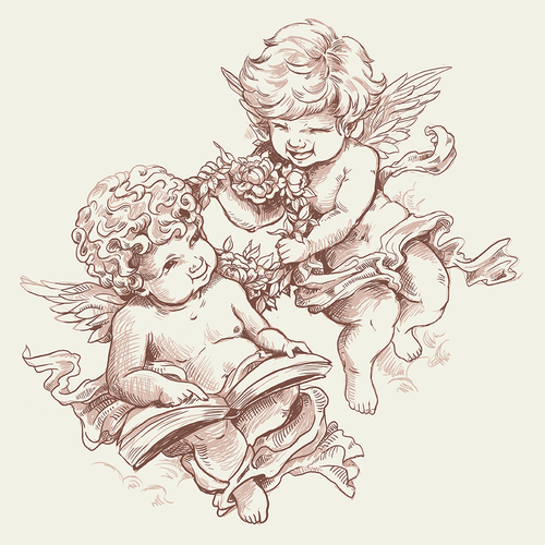 Cherubs at Play Design by Ameline Studio