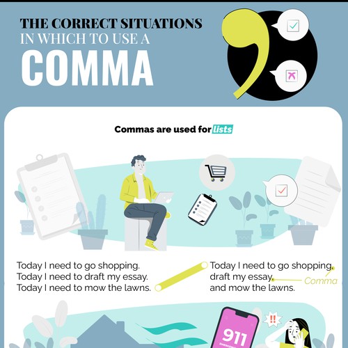 Comma rule infographic to appeal to students of any age Design by DanielRW