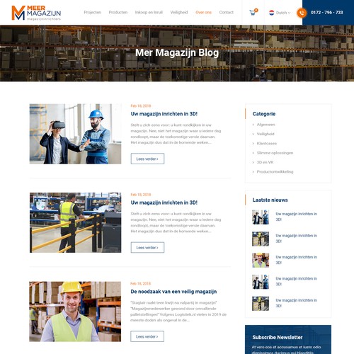 Creative website templates for a leading pallet racks company_ Meermagazijn Design by Adventix