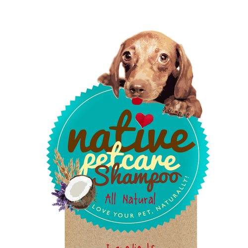 Create a clean, label for Native Petcare, an all-natural dog shampoo! Design by GMarie78