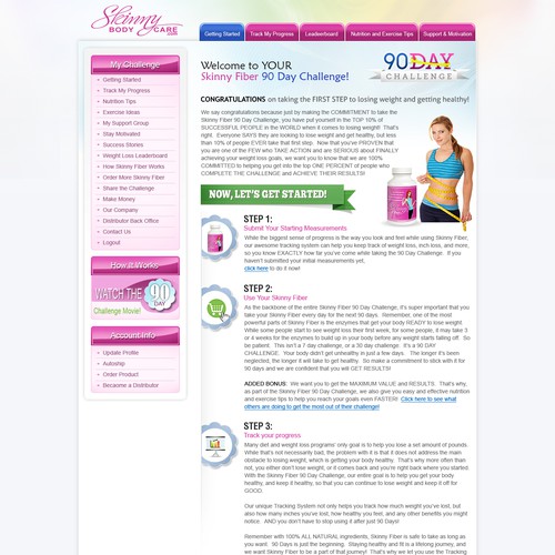 Create the next website design for Skinny Fiber 90 Day Weight Loss Challenge Ontwerp door racob