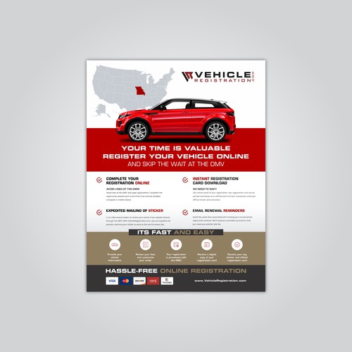 One-Page Flyer for VehicleRegistration.com Réalisé par dazecreative