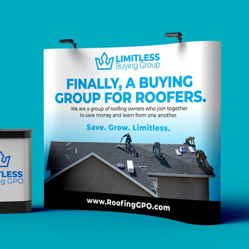 Design a tradeshow backdrop for roofing buying group Design by Graphic Rise