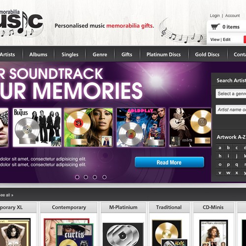 New banner ad wanted for Memorabilia 4 Music Ontwerp door samuele