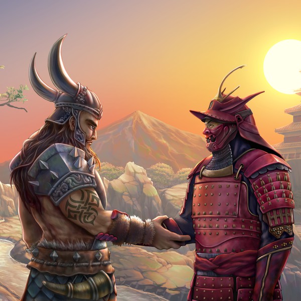 A Viking Warrior and Samurai
