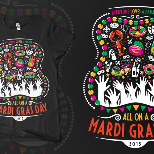 Festive Mardi Gras shirt for New Orleans based apparel company Diseño de revoule
