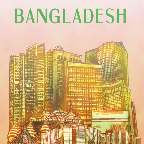 Skyline Wall Art Drawing of Bangladesh Design by dougandcolour