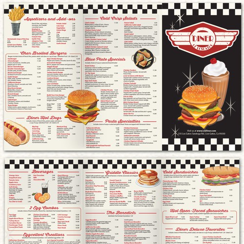 Create a 50's themed restaurant menu with cover. | Menu contest