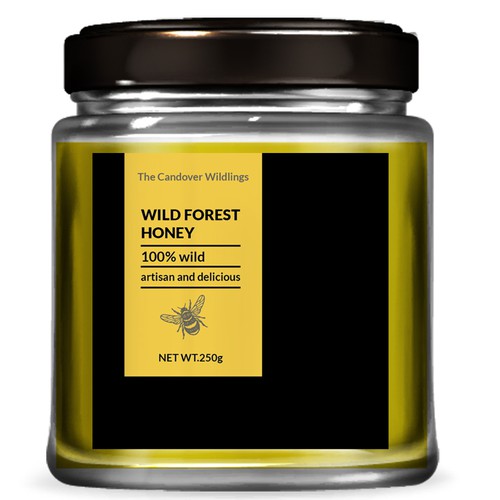 The Bees Need You! Wild Forest Honey Label Design. Design by Studio C7