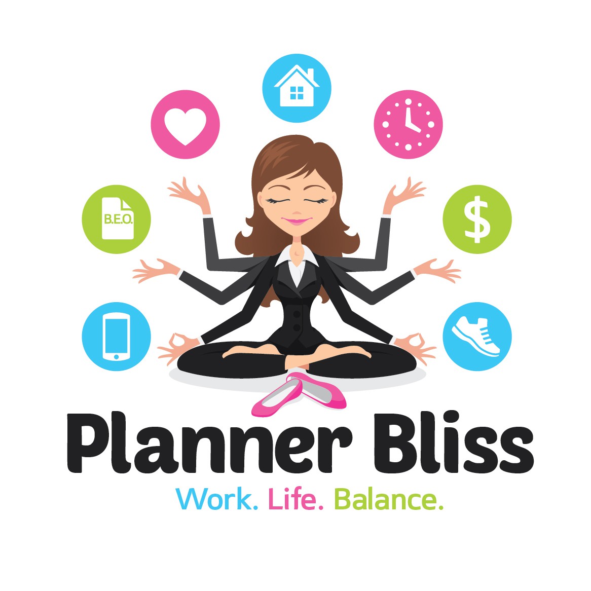 Wl logo with the title 'Graphic of meditating woman with many arms'
