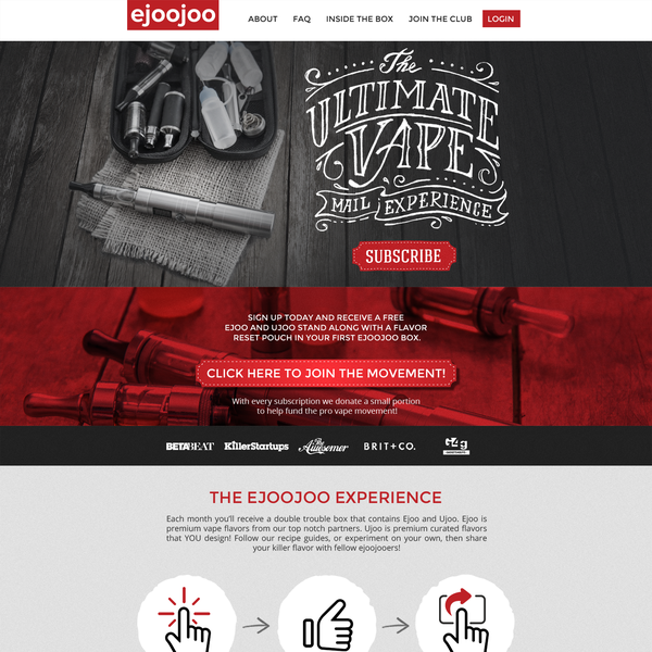 Homepage design for a Subscription Box business