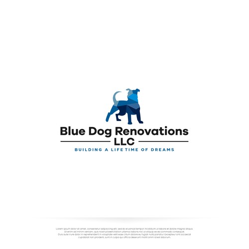 Design a company logo to reflect company name. A Blue Dog (Bulldog) With a hardhat, toolbelt w/cigar Design by Nokturnal.pro