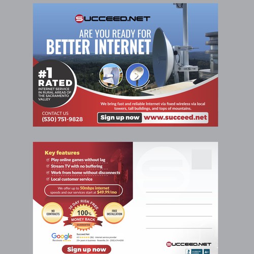 6x9 postcard advertisement for Fixed Wireless ISP Design by 99kreative